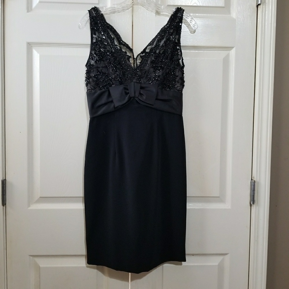 Oleg Cassini | Black Tie Beaded Dress 6